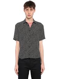 Black And White Polka Dot Short Sleeve Shirt Saint Laurent Micro Polka Dots Short Sleeve Silk Shirt Black White Luisaviaroma Polka Dot Shorts Silk Shirt Short Sleeve