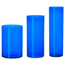 Cylinder Vase Set Of 3 Blue Ikea 14 99 For 3 Candle Holders Perfect Centerpiece With White Candles Ikea Vases Cylinder Vase Blue Glass Vase