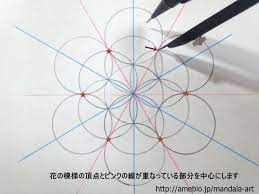 フラワーオブライフの書きかた ３ フラワーオブライフ 花の曼荼羅 花 イラスト