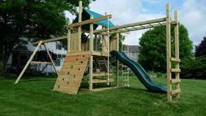 30 Cool Outdoor Play Sets For Kids Summer Activities Kidsomania Playset Outdoor Swing Set Diy Backyard Playset
