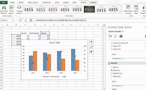 ms excel combining two different type of bar type in one graph