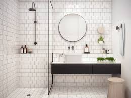Bright Colored Bathrooms Square White Tile Bathroom White Subway Tile With Gray Grout Bathroom Ideas Round Mirror Bathroom Minimalist Bathroom Bathroom Inspo