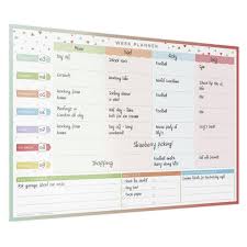 Family Weekly Planner Laminated Wall Chart 4 Columns In