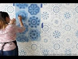 How To Stencil A Indigo Blue Wallpaper Wall Design With Annie Sloan Chalk Paint Youtube 2020 popular 1 trends in home improvement, home & garden with luxury blue wallpaper walls and 1.
