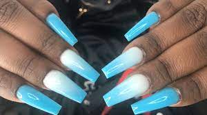 Ombre Nails Blue And White Nails Tutorial Youtube White + light purple + deep purple + dark blue.