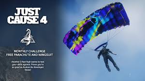 A parachute is a device used to slow the descent of a person or object falling through the atmosphere by creating drag. Just Cause On Twitter New Monthly Challenge And Free Parachute And Wingsuit In Justcause4 This Month Prove You Re As Good As Avalanche Developer Steve Https T Co Wuxndrgn8d