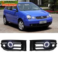 Eemrke Led Angel Eyes Drl For Volkswagen Vw Polo Mk4 Daytime Running Lights Halogen Bulbs H11 55w Fog Lights Led Angel Eyes Vw Polo Car Lights