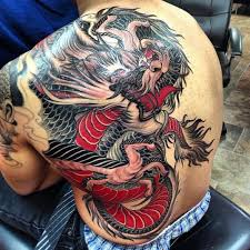 Black and grey fantasy dragon tattoo on left thigh. Japanese Black Dragon Tattoos Novocom Top
