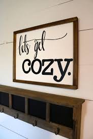 Let S Get Cozy Sign Living Room Wall Decor Living Room Wall Decor Wood Framed Sign Farmhouse Wall Decor Living Room Country House Decor Creative Home Decor