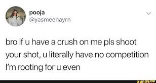 Bro If U Have A Crush On Me Pls Shoot Your Shot U Literally Have No Competition I M Rooting For U Even Ifunny Twitter Quotes Funny Crush Quotes Funny