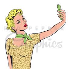 Retro Selfie Girl Clipart Graphic Girl Clipart Retro Clip Art