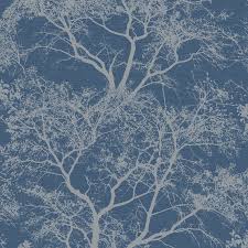 Buy the latest plain & patterned glitter wallpaper & order online today. Holden Decor Whispering Trees Dark Blue Silver Glitter Wallpaper 65402
