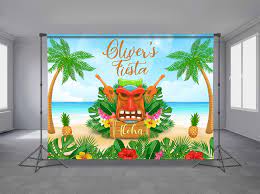 Aloha Beach Birthday Backdrop Banner Hawaiian Mask Tropical Etsy Banner Backdrop Birthday Backdrop Beach Birthday