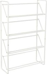 This piece, constructed of manufactured wood, delivers on all the same storage promises. Amazon Com Yamazaki Home 4 Tier Angled Slim Shoe Rack One Size White Furniture Decor