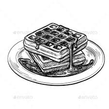 Ink Sketch Of Waffle Wafles Panqueques Saludables Waffles