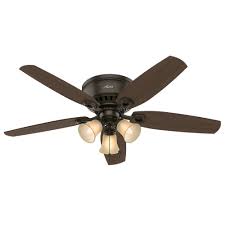 Hunter Builder 52 Inch Low Profile New Bronze Ceiling Fan With 3 Lights Bronze Ceiling Fan Ceiling Fan With Light Flush Mount Ceiling Fan