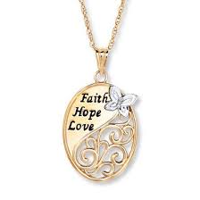 Faith Hope Love Necklace Diamond Accent 10k Two Tone Gold Diamond Jewelry Necklace Love Necklace Jewelry