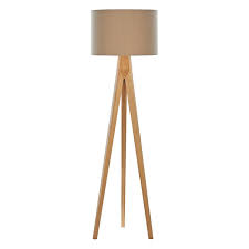 1 Light Wooden Tripod Floor Lamp With Latte Coloured Shade Wood Amazon Co Uk Office Products Madeira