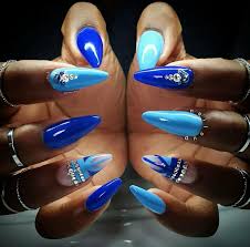 Black And Blue Nail Designs Light And Dark Blue Nails Blue Stiletto Nails Stiletto Nails Designs Blue Nail Designs