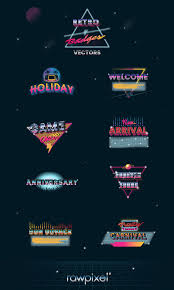 Download Free Retro Futurism Background Badges Vectors Retro Futurism Retro Logos Retro