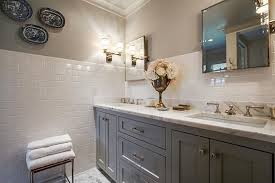 White Subway Tile 3 4 Way Up The Wall His And Hers Sinks Classic Bathroom Bathroom Inspiration
