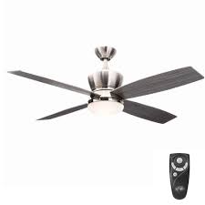 Hampton Bay 42nd Street 52 In Indoor Brushed Nickel Polished Nickel Ceiling Fan With Light Kit And Ceiling Fan With Light Ceiling Fan Ceiling Fan With Remote