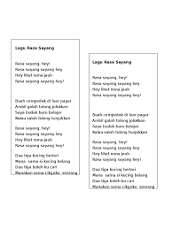 Anda tak mengetahui judul lagu, tapi mengetahui nama penyanyi. Lirik Lagu Rasa Sayang Tahun 1