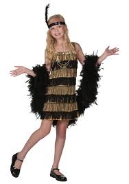 Child Gold And Black Fringe Flapper Costume Flapper Girl Costumes Flapper Girl Dress Black Flapper Dress