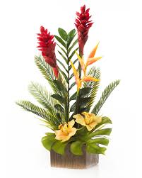 Bird Of Paradise Artificial Flower Arrangement Torch Ginger And Orchidfaux Arrangement Tropical Flower Arrangements Flower Arrangements Artificial Flower Arrangements