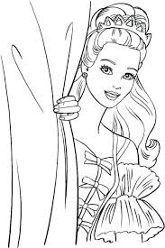 Plansa de colorat cu elsa, anna, olaf, kristoff, sven si hans din animatia frozen. Princess Barbie Behind A Curtain Coloring Page For Girls Printable