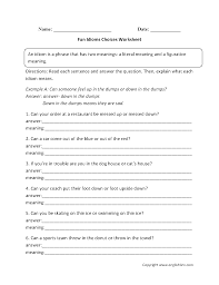 Idioms Worksheets Vocabulary Worksheets Idioms Worksheets