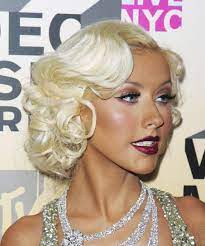 Christina Aguilera Hairstyle Medium Wavy Formal Christina Aguilera Platinum Blonde Hair Hairstyle