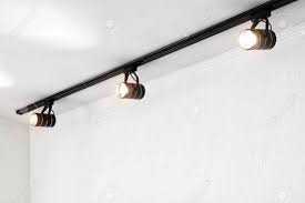Spotlights Under The Ceiling On The Wall Track Led Lighting Stock Photo Picture And Royalty Free Image Image 124438530