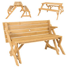 2 In 1 Outdoor Interchangeable Wooden Picnic Table Garden Bench Wooden Picnic Tables Picnic Table Bench Folding Picnic Table