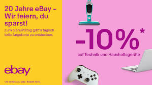 Shop by department, purchase cars, fashion apparel, collectibles, sporting goods, cameras, baby items, and everything else on ebay, the world's online marketplace. 10 Prozent Auf Elektronik Artikel Noch Mehr Top Deals Zum 20 Geburtstag Von Ebay Deutschland Ebay Inc