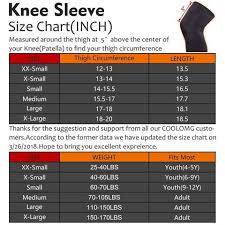 size chart arm sleeves knee sleeves coolomg