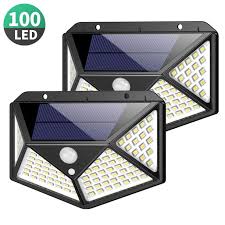 Solar Lights Outdoor 100 Led Waterproof Solar Powered Motion Sensor Lights Wall Mount Night Light 2 Pack Walmart Com Walmart Com