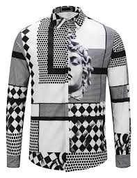 Black And Gold Dress Shirt Mens Pizoff Mens Long Sleeve Luxury Print Dress Shirt Y1792 A5 Camisas Hombre Vestir Camisa Para Hombre Estilo De Ropa Hombre