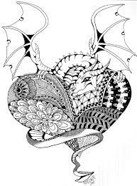 Dragon Love Zentangle Love Coloring Pages Snake Coloring Pages Valentine Coloring Pages