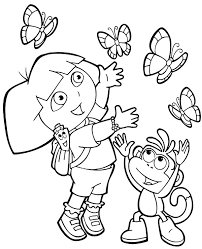 Most children love to watch dora the explorer. New Printable Coloring Page With Dora And Monkey Boots