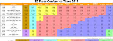 There's a packed e3 schedule full of new announcements from the world's biggest developers and publishers to look forward to, so it's time to draw up your itinerary and settle in for the show. Cheesemeister On Twitter Here S A Global Schedule Of E3 2019 Press Conferences Presentations Please Rt And Follow This Should Be The Final Version Googlestadia Ea Xbox Bethesda Devolverdigital Uploadvr Pcgamer Limitedrungames