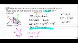 Using the formula for the surface area of any pyramid: Surface Area Of A Pyramid Video Lessons Examples Step By Step Solutions