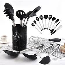 Maybe you would like to learn more about one of these? 10 Piece Black Kitchen Tools Gadget Silicone Kitchen Spatula Stainless Steel Silicon Utensils Set With Holder Buy Silicon Utensils Set Silicone Kitchen Utensils Silicone Utensil Product On Alibaba Com