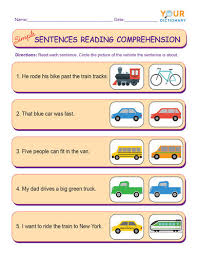 printable kindergarten reading comprehension worksheets