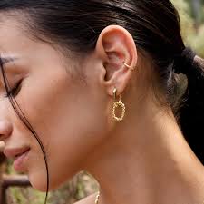 Ana Luisa Aretes de aro doble de ceniza para mujer, Bolivia