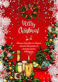 Christmas Holiday Festive Dinner Sketch Banner Xmas Gift Candle Royalty Free Cliparts Vectors And Stock Illustration Image 88461585