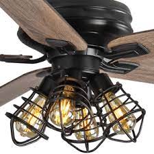 Uk delivery & finance available, shop now! 60 Large Unique Ceiling Fan Remote Steampunk Cage Branch Light Rustic Farmhouse Ebay