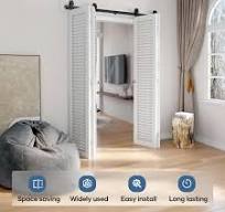 Amazon.com: EaseLife Kit de rieles de puerta corrediza de granero plegable  de 64 pulgadas para 4 puertas de armario, rodillo de montaje superior, se  ...
