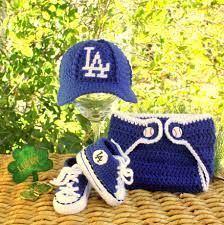 La Dodgers Baby Set Crochet Newborn Hat Crochet For Boys Crochet Baby Costumes