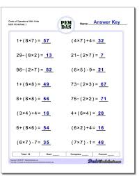 Order Of Operations Worksheets These Order Of Operations Worksheets Mix Basic Arithmetic Inc Negative Numbers Worksheet Integers Worksheet Order Of Operations